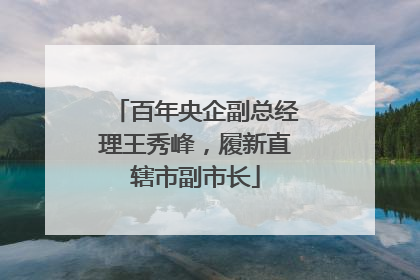 百年央企副总经理王秀峰，履新直辖市副市长