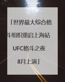世界最大综合格斗组织重启上海站 UFC格斗之夜8月上演
