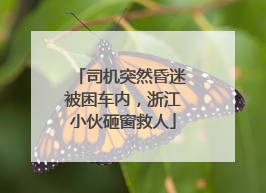 司机突然昏迷被困车内，浙江小伙砸窗救人