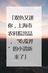 双色又迷你，上海市农科院出品，“吃瓜界”的小清新来了