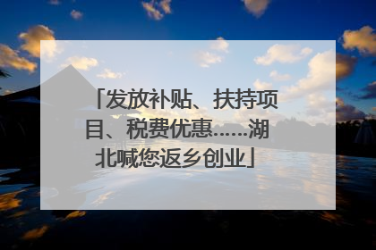 发放补贴、扶持项目、税费优惠……湖北喊您返乡创业
