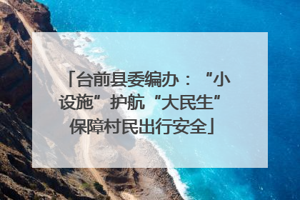 台前县委编办：“小设施”护航“大民生” 保障村民出行安全