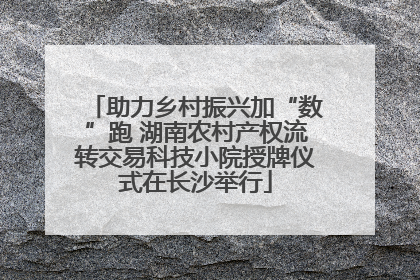 助力乡村振兴加“数”跑 湖南农村产权流转交易科技小院授牌仪式在长沙举行