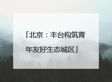 北京：丰台构筑青年友好生态城区