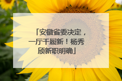 安徽省委决定，一厅干履新！杨秀颀新职明确