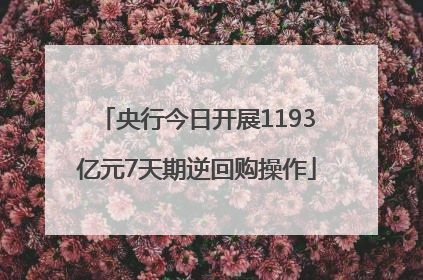 央行今日开展1193亿元7天期逆回购操作