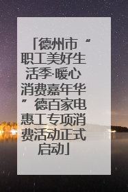 德州市“职工美好生活季·暖心消费嘉年华”德百家电惠工专项消费活动正式启动