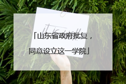 山东省政府批复，同意设立这一学院