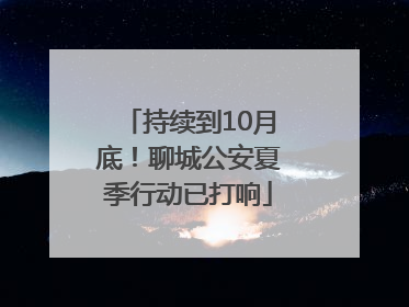 持续到10月底！聊城公安夏季行动已打响