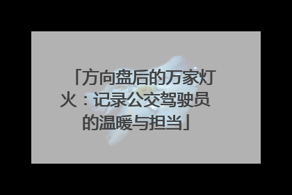 方向盘后的万家灯火：记录公交驾驶员的温暖与担当