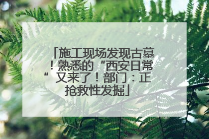 施工现场发现古墓！熟悉的“西安日常”又来了！部门：正抢救性发掘
