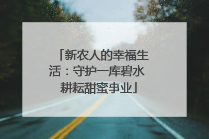 新农人的幸福生活：守护一库碧水 耕耘甜蜜事业