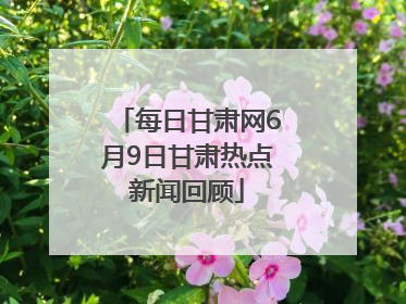 每日甘肃网6月9日甘肃热点新闻回顾