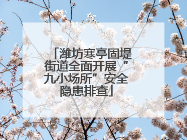潍坊寒亭固堤街道全面开展“九小场所”安全隐患排查