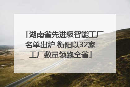 湖南省先进级智能工厂名单出炉 衡阳以32家工厂数量领跑全省