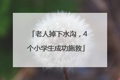 老人掉下水沟，4个小学生成功施救