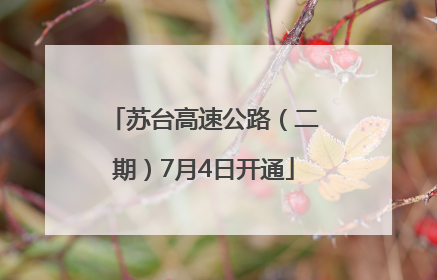 苏台高速公路（二期）7月4日开通