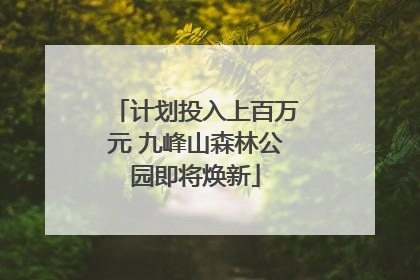 计划投入上百万元 九峰山森林公园即将焕新