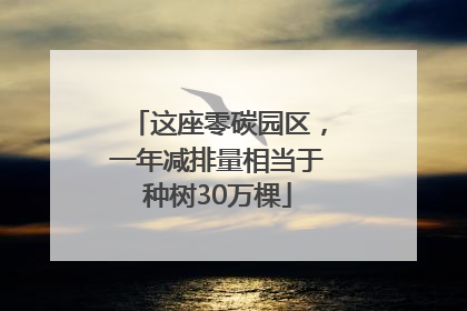 这座零碳园区，一年减排量相当于种树30万棵