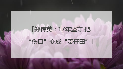 郑传英：17年坚守 把“伤口”变成“责任田”