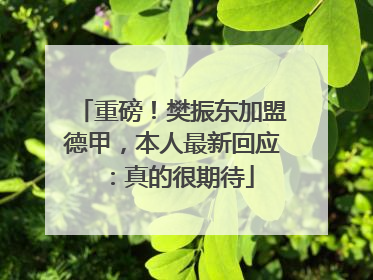 重磅！樊振东加盟德甲，本人最新回应：真的很期待