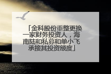 金科股份重整更换一家财务投资人，海南陆和私募和单小飞承接其投资额度