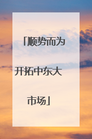 顺势而为开拓中东大市场