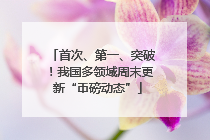 首次、第一、突破！我国多领域周末更新“重磅动态”